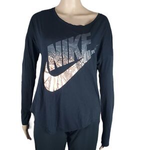 Nike Black & Gold Oversized Long Sleeve T-Shirt